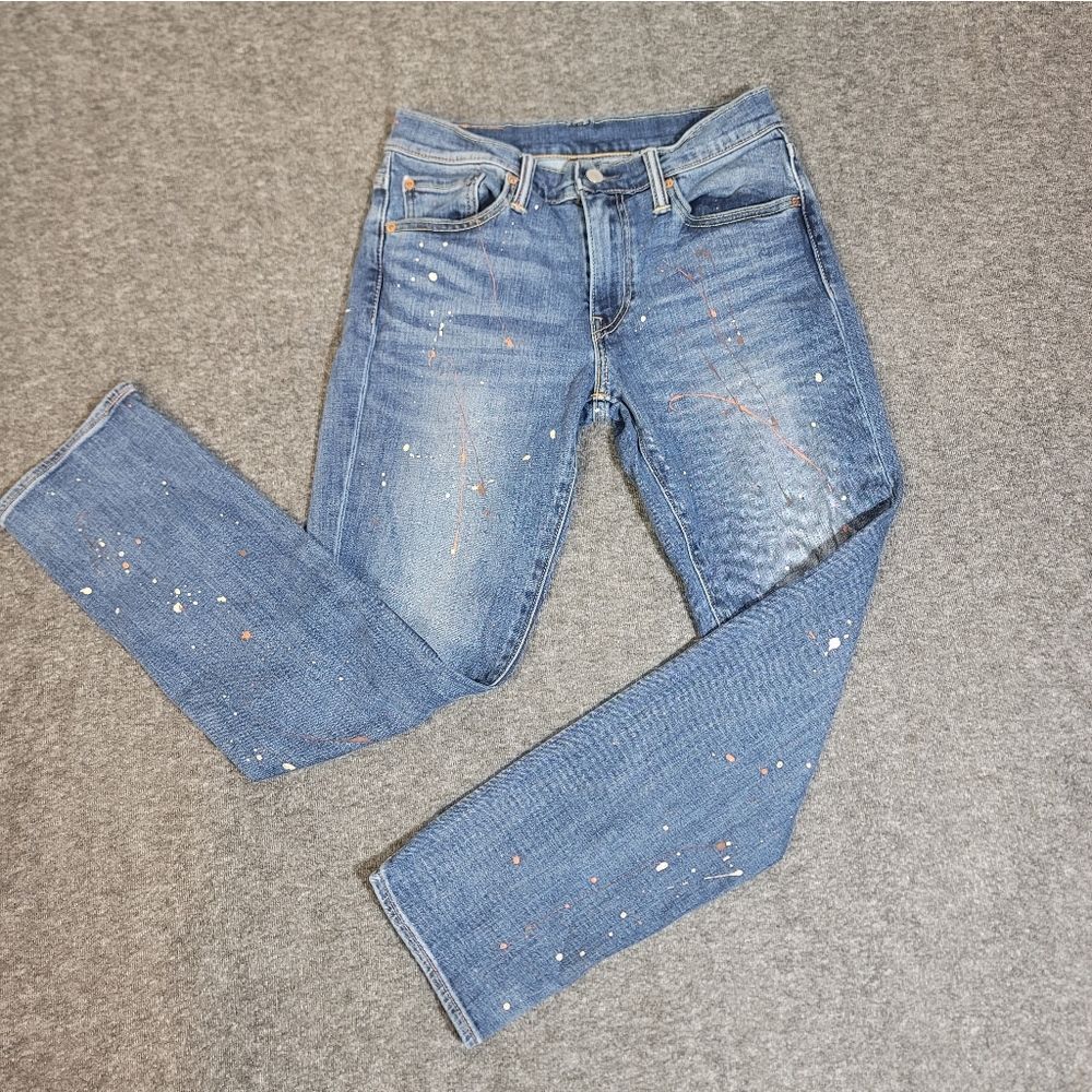 Levi’s 511 Slim Fit Jeans Men’s W30 L30 Blue Paint Splatter Distressed Denim